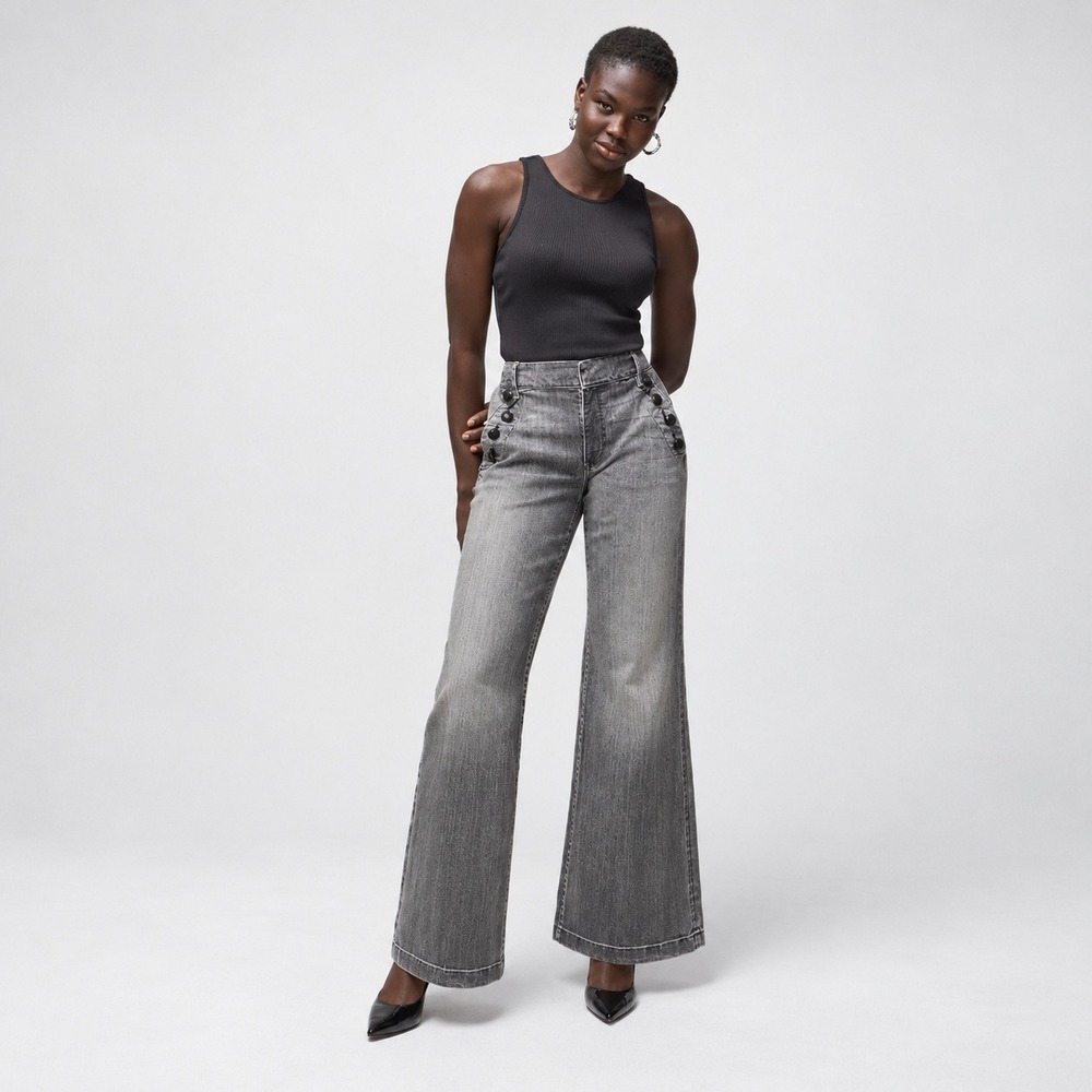 White House Black Market Jeans Womens Size 4 High Rise Wide Leg Sailor
